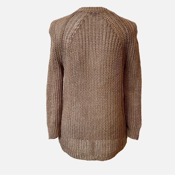 J Crew Tan Open Weave Relaxed Fit Linen Beach Sweater Size XSmall - Picture 5 of 13